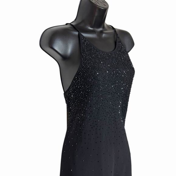 VINTAGE 90s Y2K LONG BEADED CHIFFON DRESS FORMAL PROM RETRO CHELSEA NIGHTS 14 - Picture 2 of 5